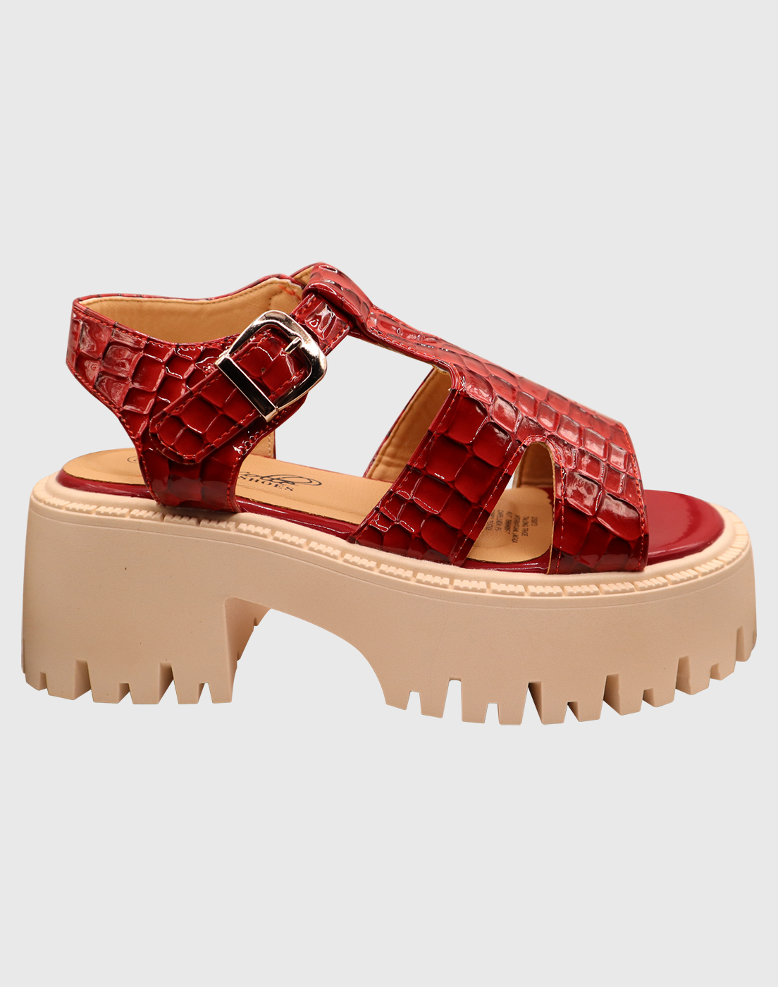SANDALIAS MUJER DANICOLLE ROJO HEBILLA CHAROL - 3