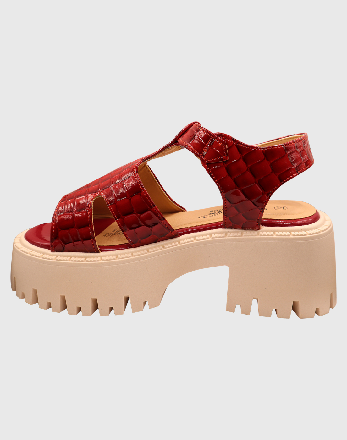 SANDALIAS MUJER DANICOLLE ROJO HEBILLA CHAROL - 4