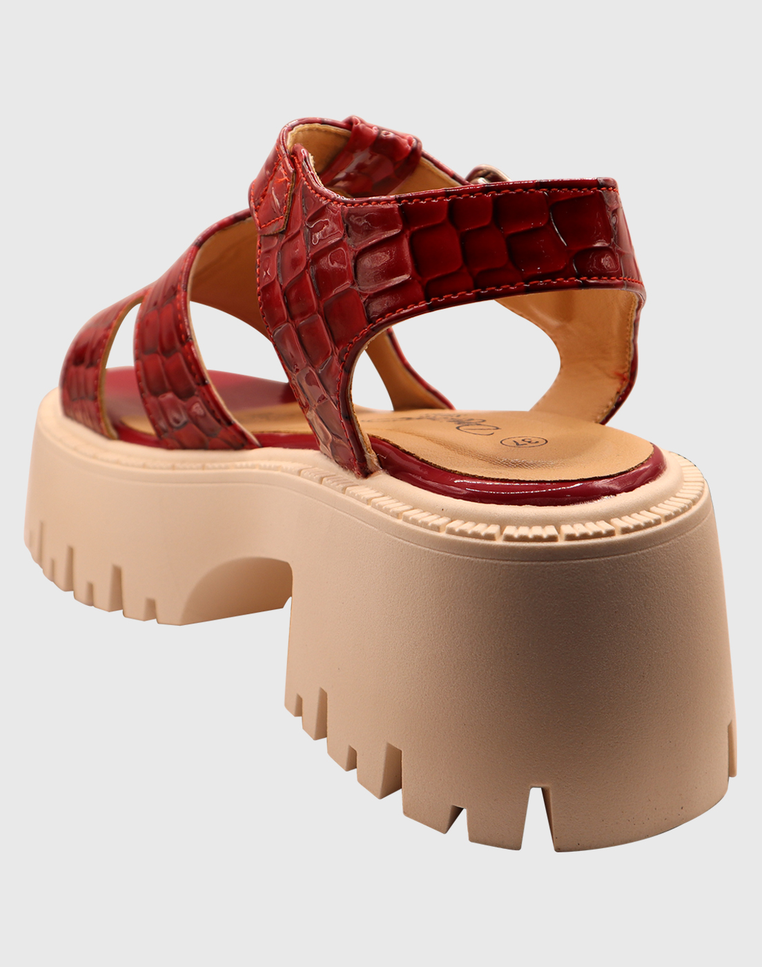 SANDALIAS MUJER DANICOLLE ROJO HEBILLA CHAROL - 5