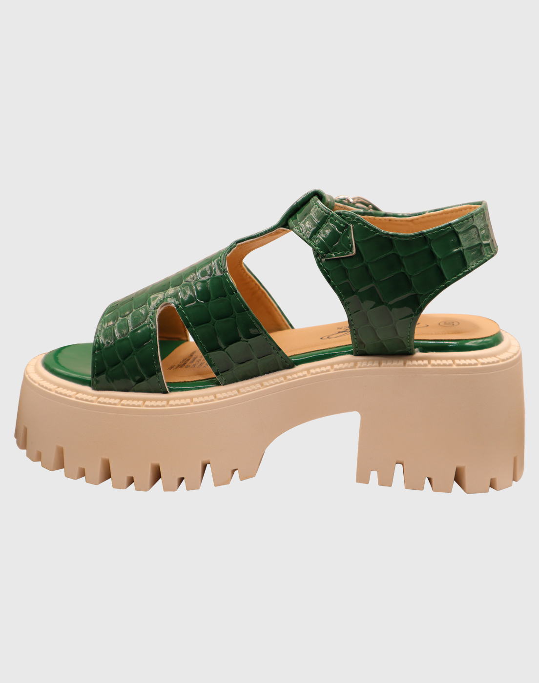 SANDALIAS MUJER DANICOLLE VERDE HEBILLA CHAROL - 3