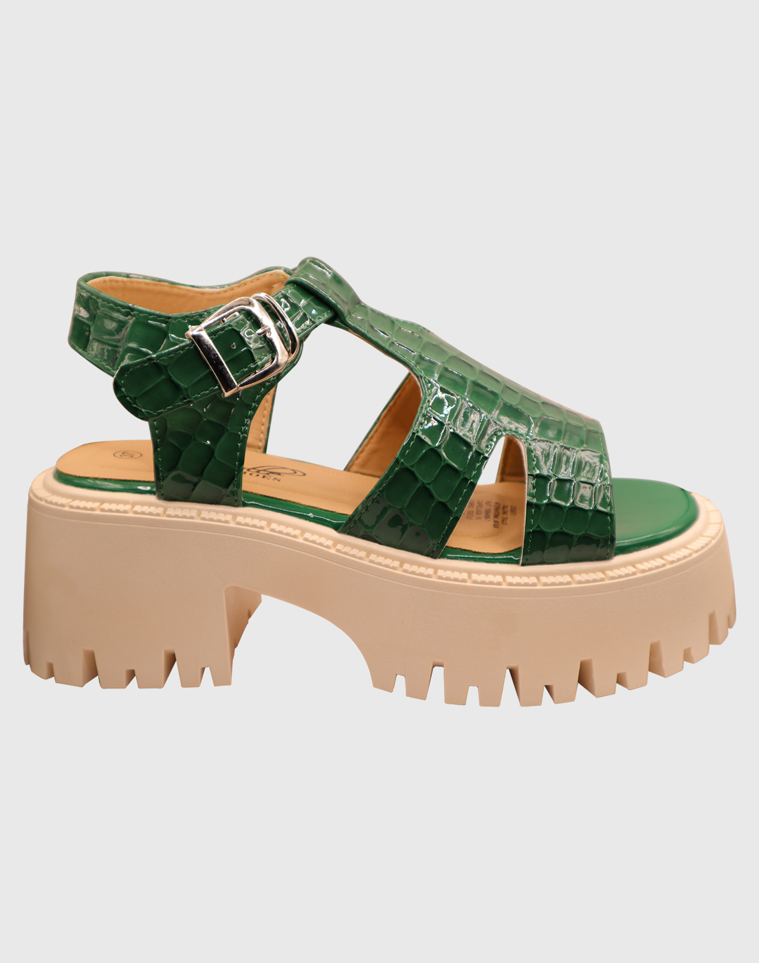 SANDALIAS MUJER DANICOLLE VERDE HEBILLA CHAROL - 4