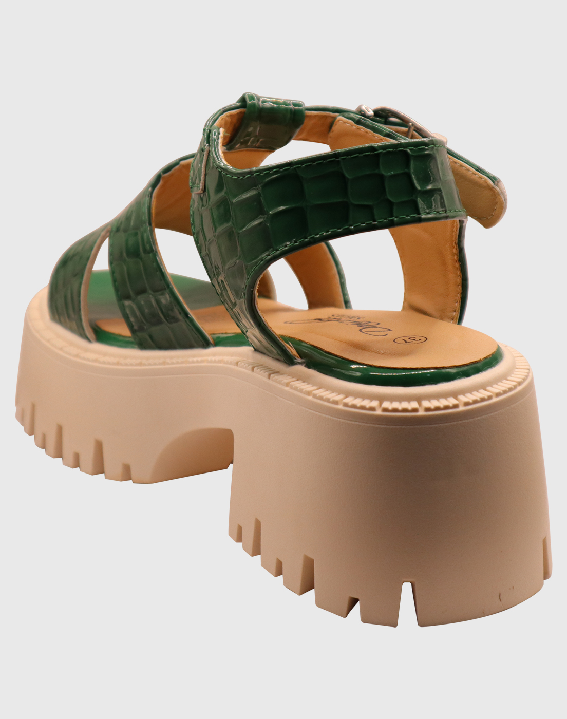 SANDALIAS MUJER DANICOLLE VERDE HEBILLA CHAROL - 5