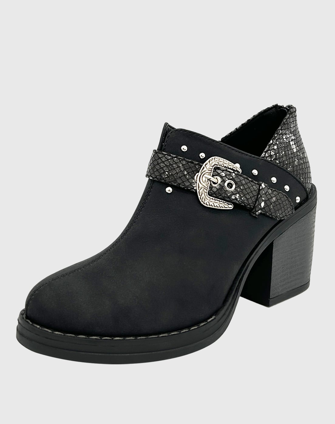 BOTIN PARA MUJER CON TACO Y HEBILLA CAMPERA NEGRO DANICOLLE - 1