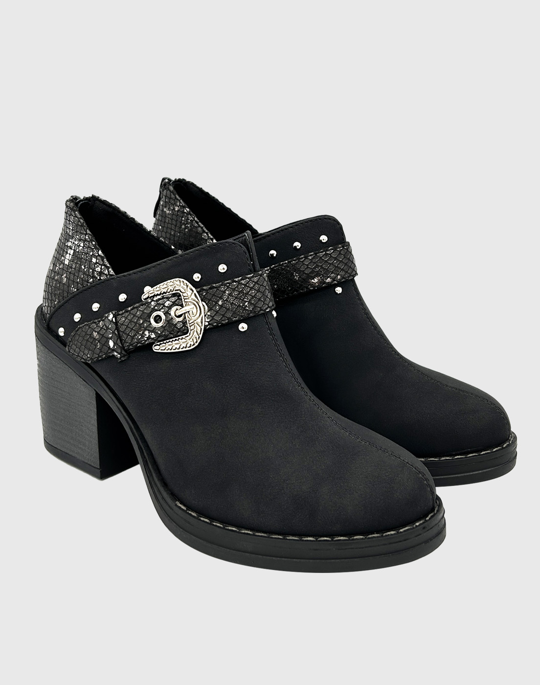 BOTIN PARA MUJER CON TACO Y HEBILLA CAMPERA NEGRO DANICOLLE - 3