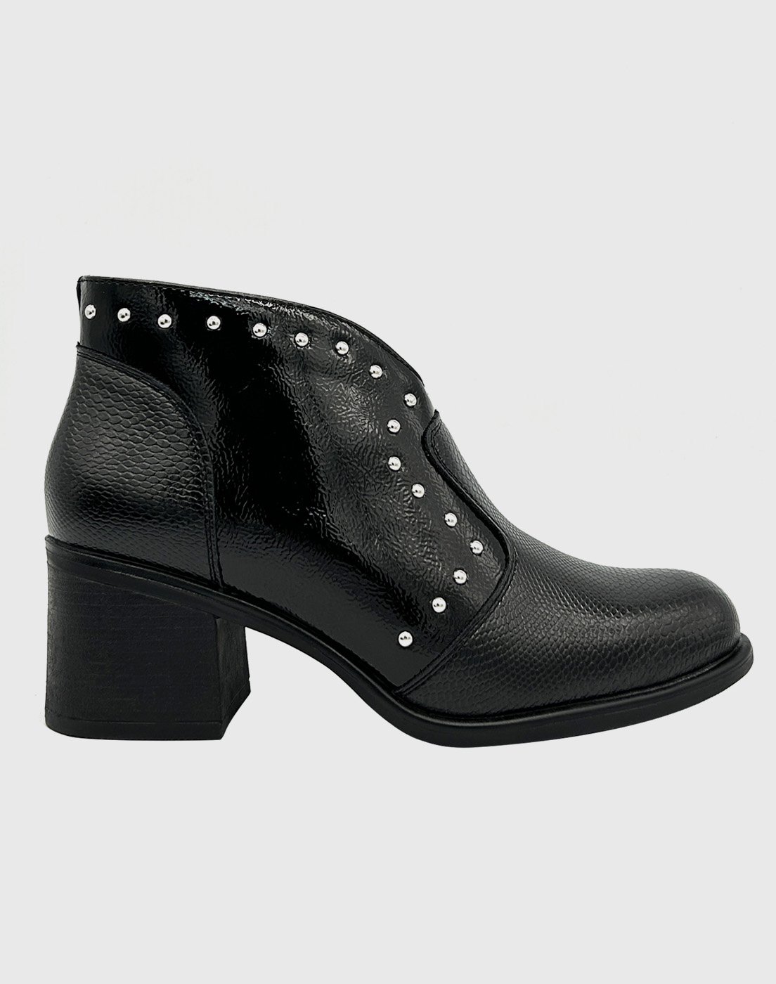 BOTIN PARA MUJER CON TACO MEDIO CHAROL NEGRO - 1