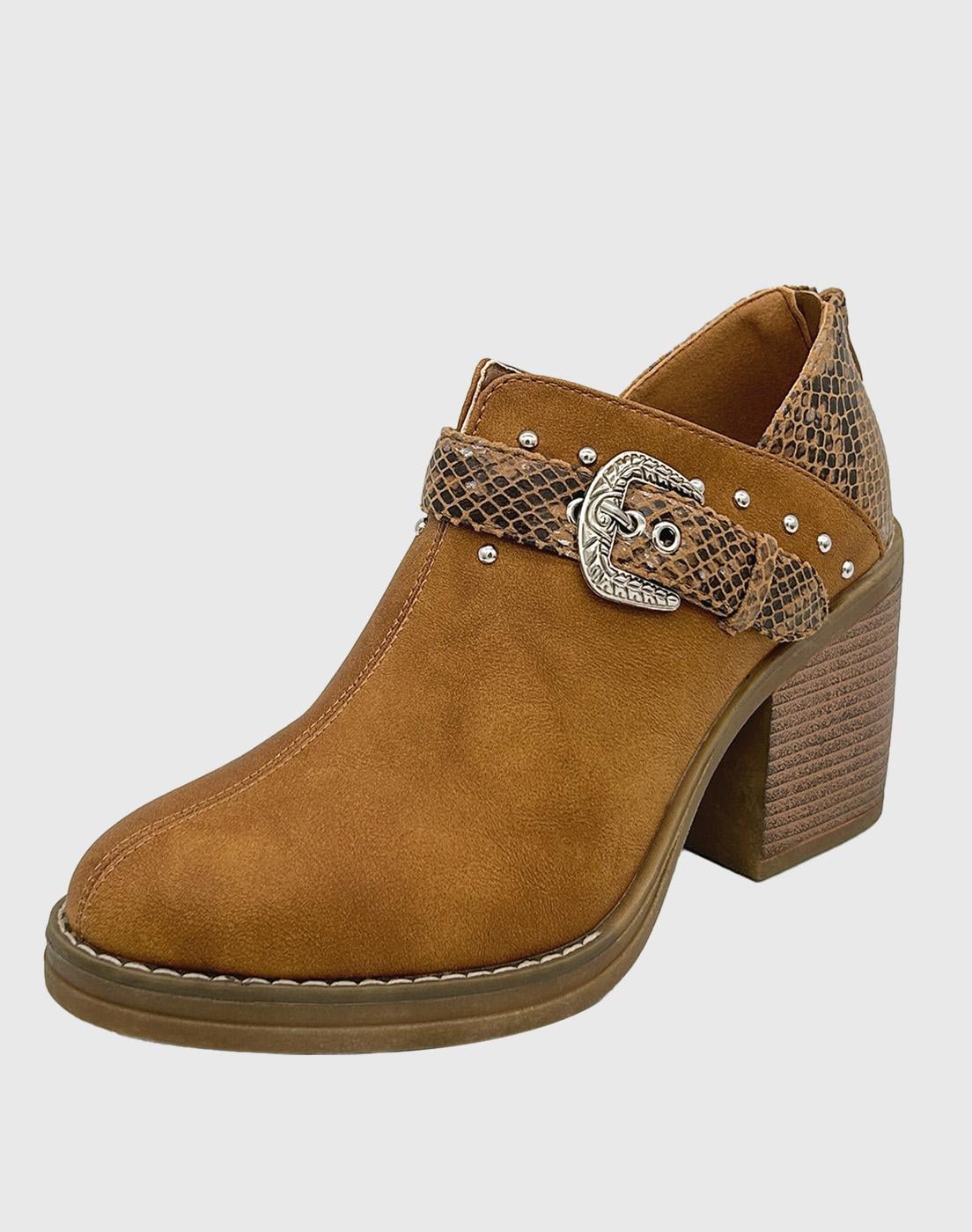 BOTIN PARA MUJER CON TACO Y HEBILLA CAMPERA CAMEL DANICOLLE - 1