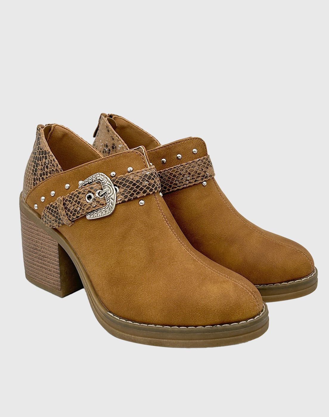 BOTIN PARA MUJER CON TACO Y HEBILLA CAMPERA CAMEL DANICOLLE - 3