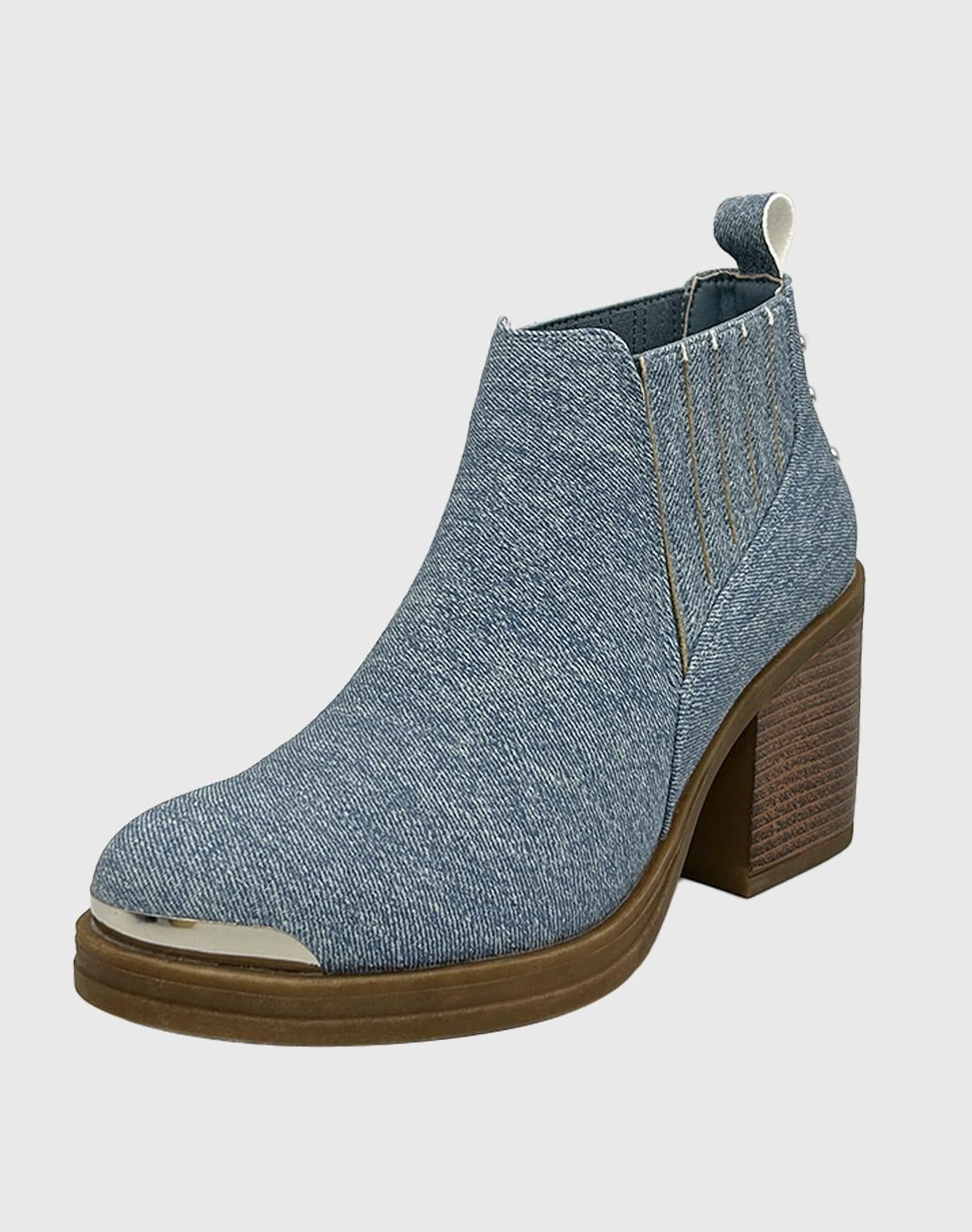 BOTIN PARA MUJER ELASTICADO CON TACO AZUL - 1