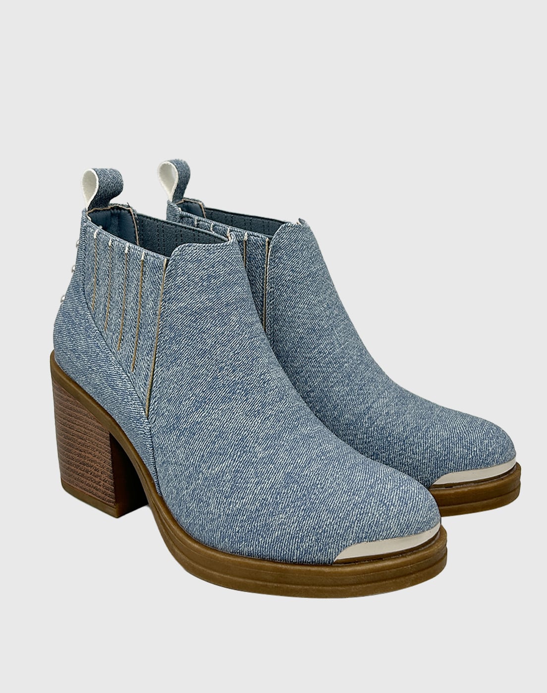BOTIN PARA MUJER ELASTICADO CON TACO AZUL - 4