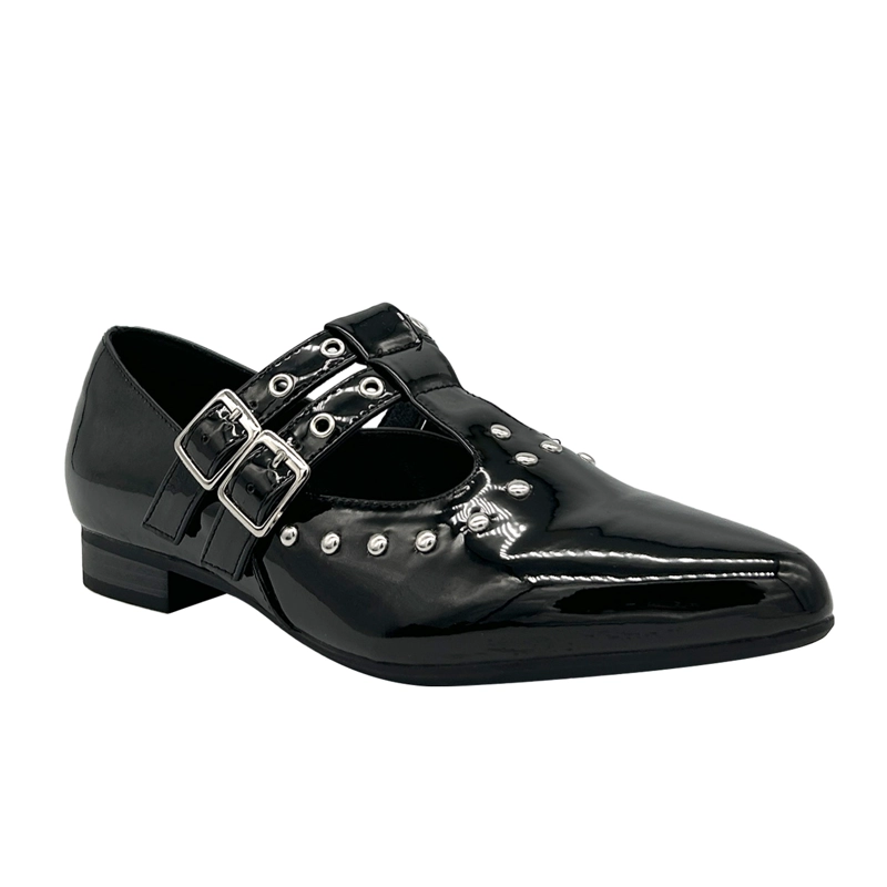 BALLERINA PARA MUJER, NEGRO DOBLE CORREA CON HEBILLA DANICOLLE - 1