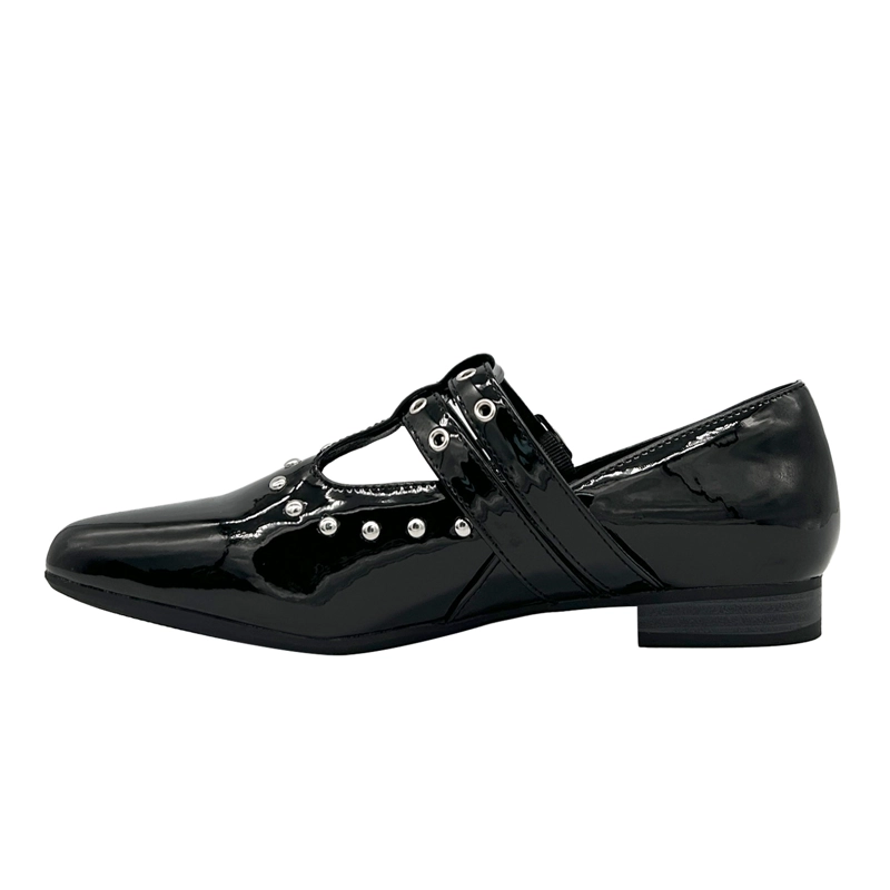 BALLERINA PARA MUJER, NEGRO DOBLE CORREA CON HEBILLA DANICOLLE - 3