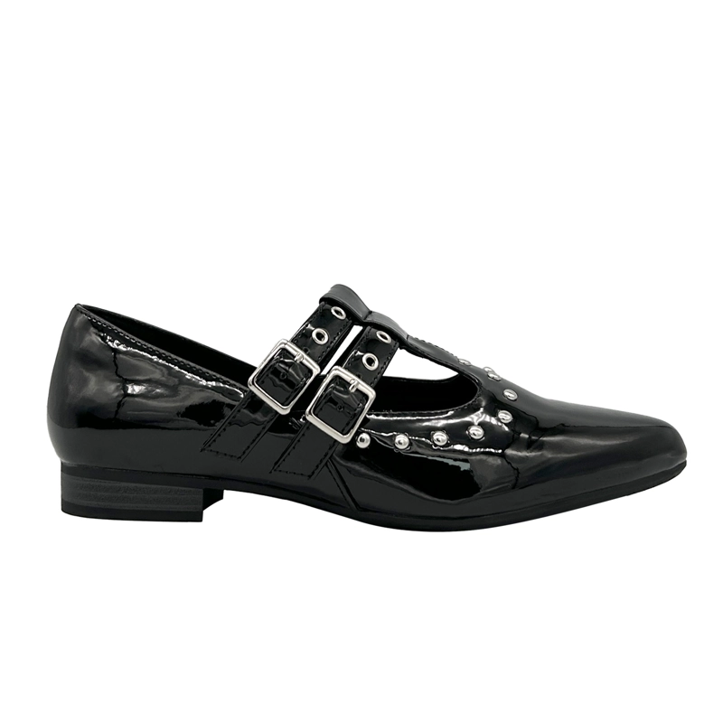 BALLERINA PARA MUJER, NEGRO DOBLE CORREA CON HEBILLA DANICOLLE - 5