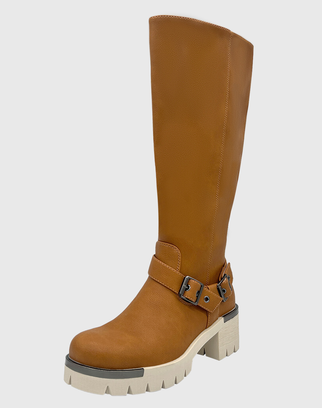 BOTA PARA MUJER CAFE BAJO LA RODILLA CORREA CON HEBILLA DANICOLLE - 1