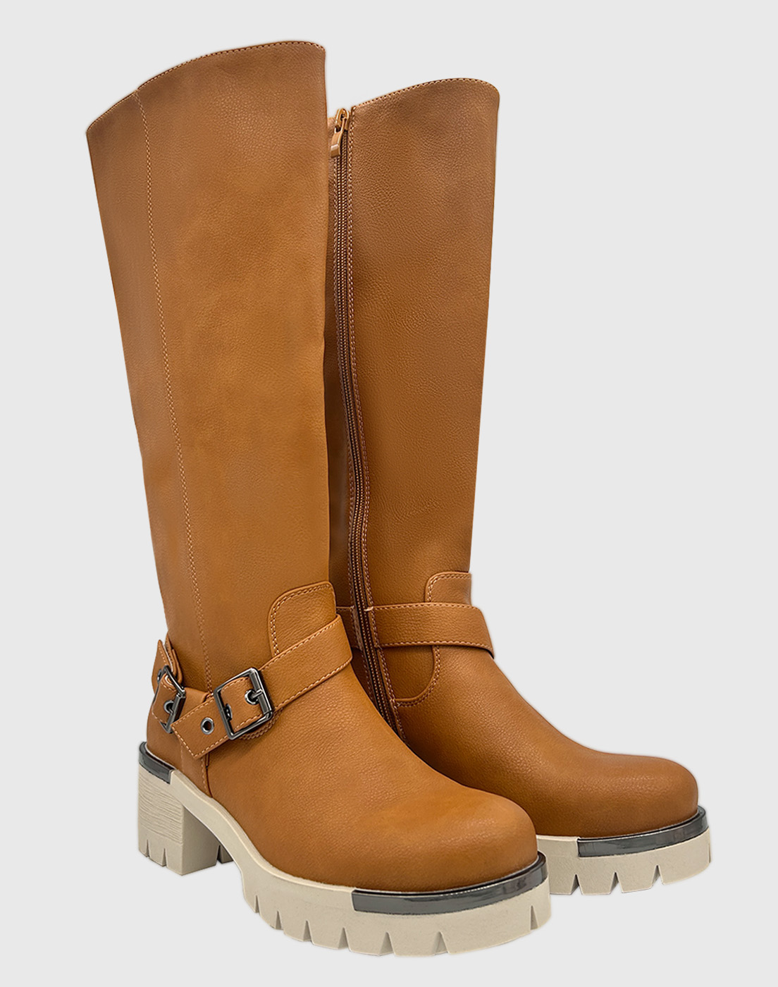 BOTA PARA MUJER CAFE BAJO LA RODILLA CORREA CON HEBILLA DANICOLLE - 2