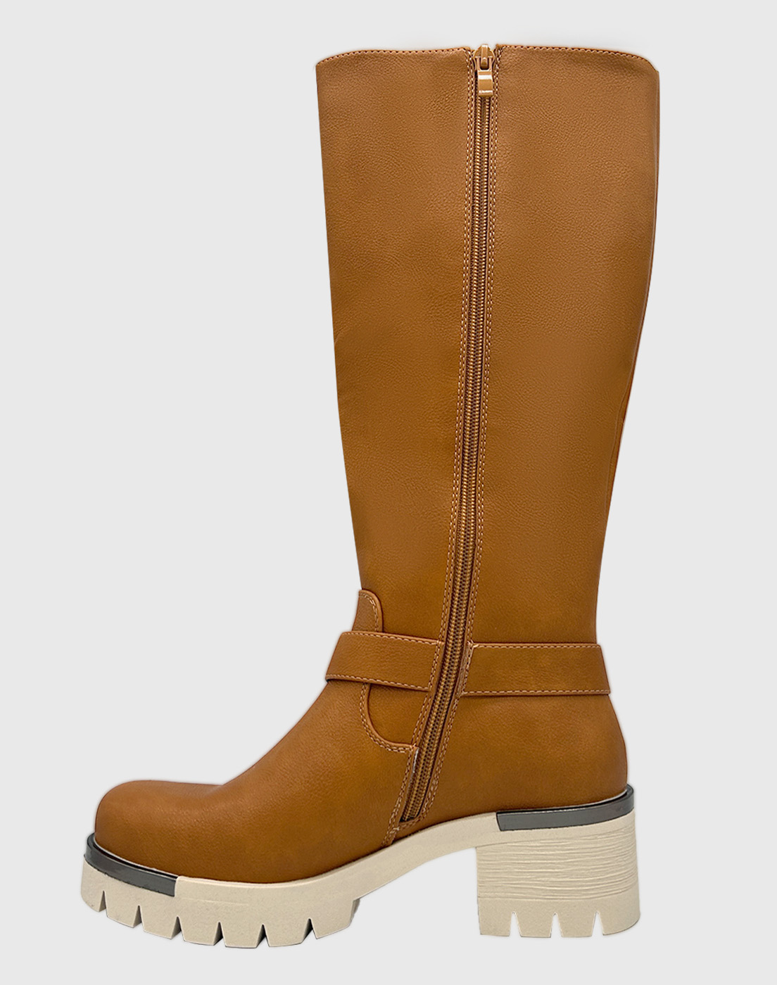 BOTA PARA MUJER CAFE BAJO LA RODILLA CORREA CON HEBILLA DANICOLLE - 5
