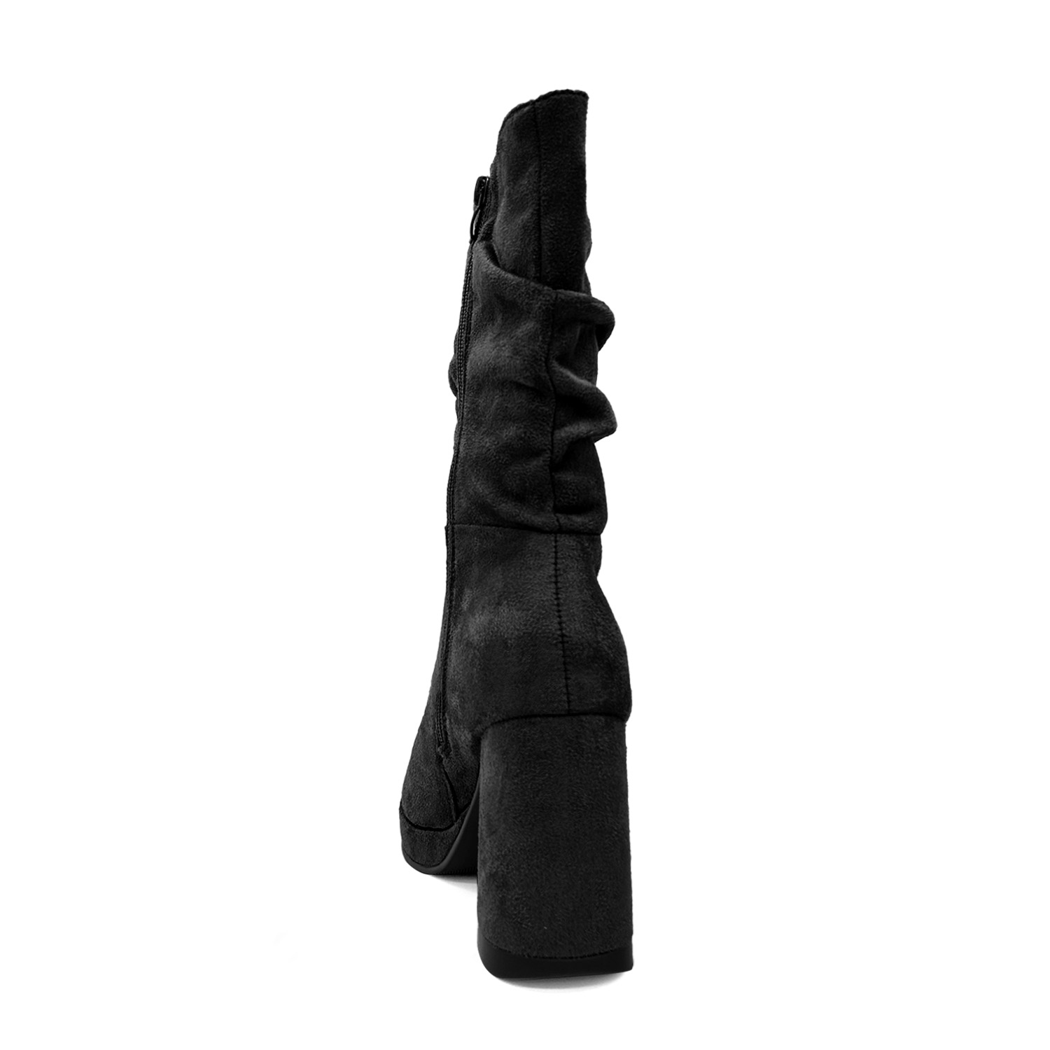 BOTA DE MUJER, NEGRA CON PLATAFORMA Y DISEÑO ARRUGADO DANICOLLE - 4