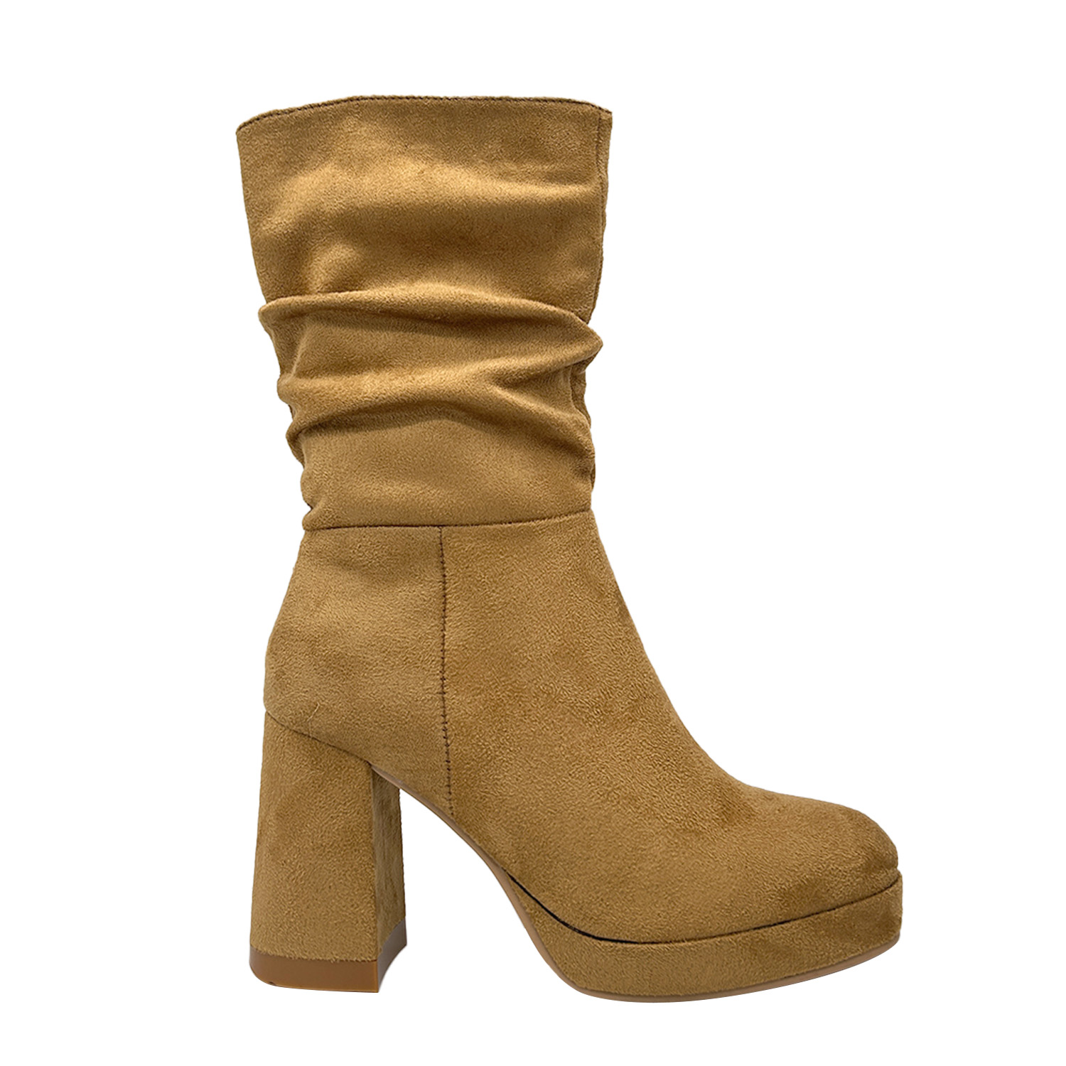 BOTA DE MUJER CAMEL CON PLATAFORMA Y DISEÑO ARRUGADO DANICOLLE - 3