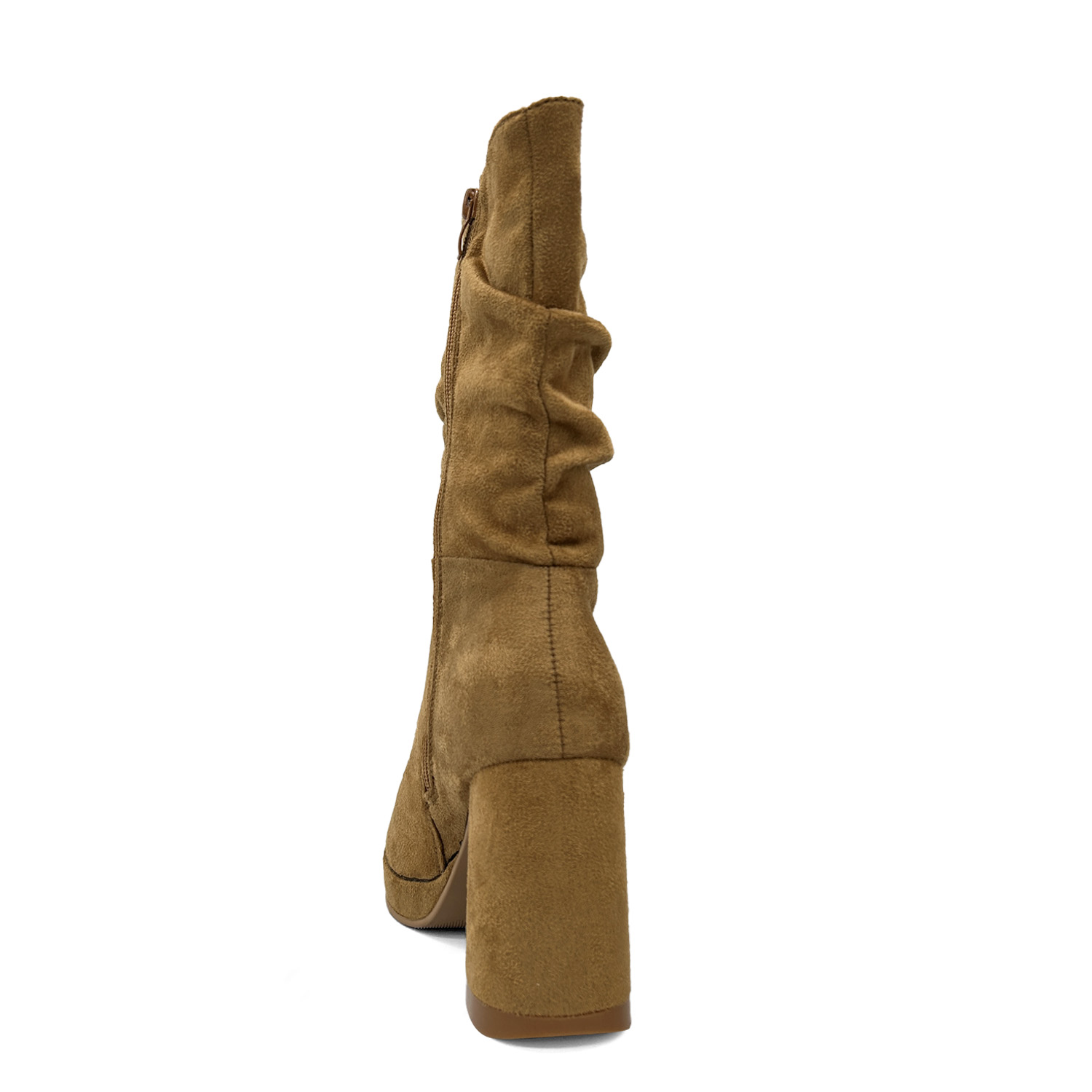BOTA DE MUJER CAMEL CON PLATAFORMA Y DISEÑO ARRUGADO DANICOLLE - 4