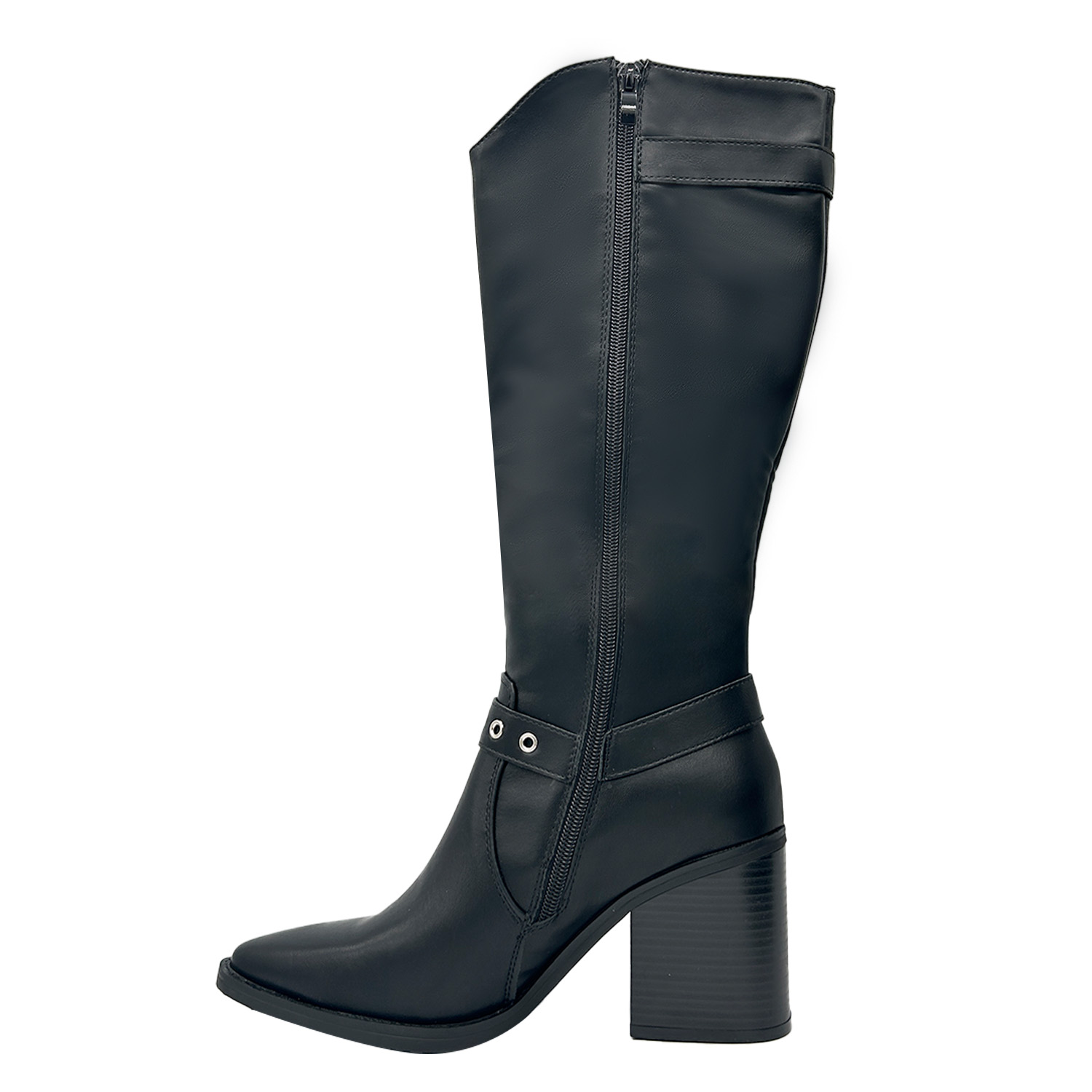 BOTA DE MUJER COLOR NEGRO CAÑA ALTA CON HEBILLA Y TACHAS DANICOLLE - 4