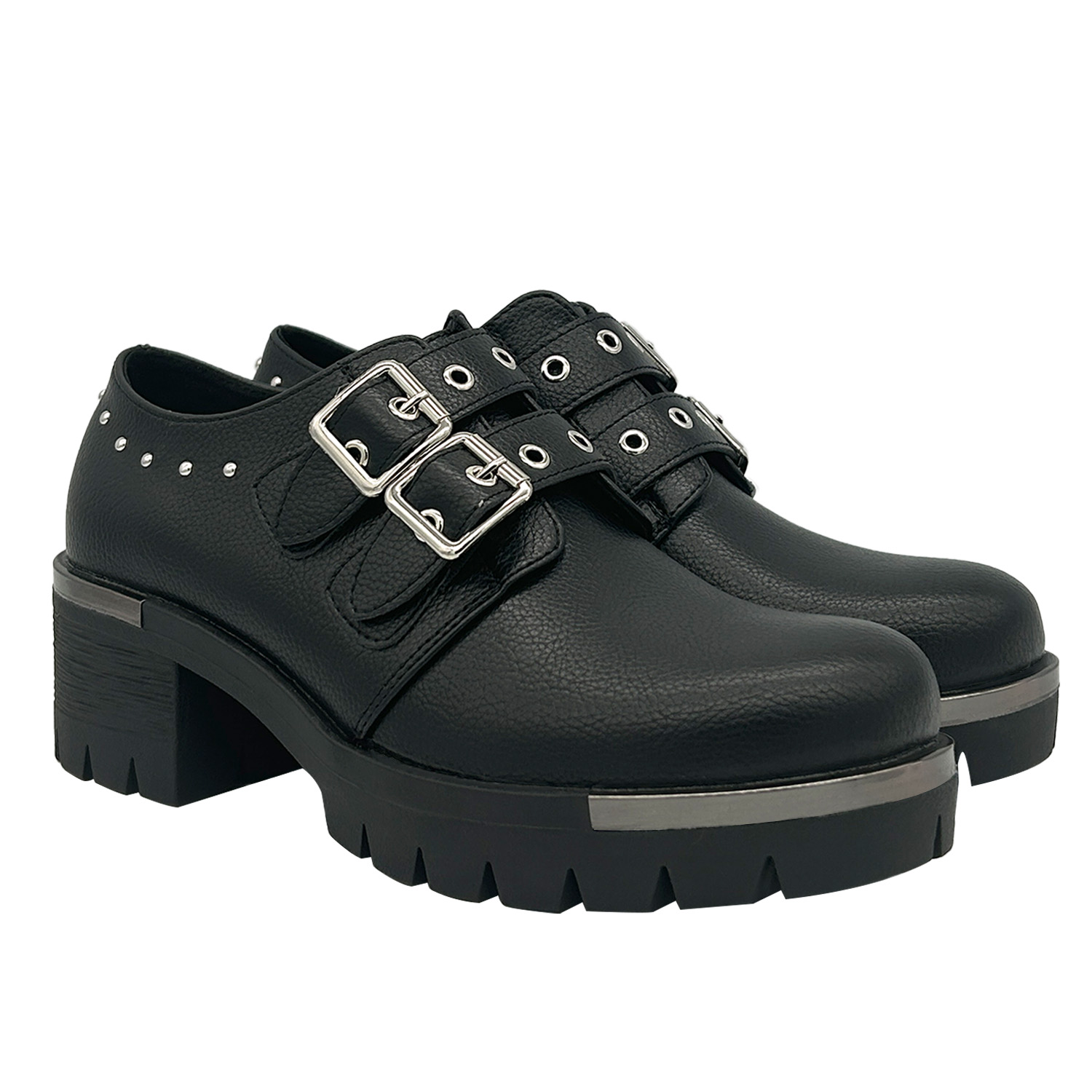 BOTIN PARA MUJER COLOR NEGRO, DOBLE CORREA, BAJO EL TOBILLO DANICOLLE - 2