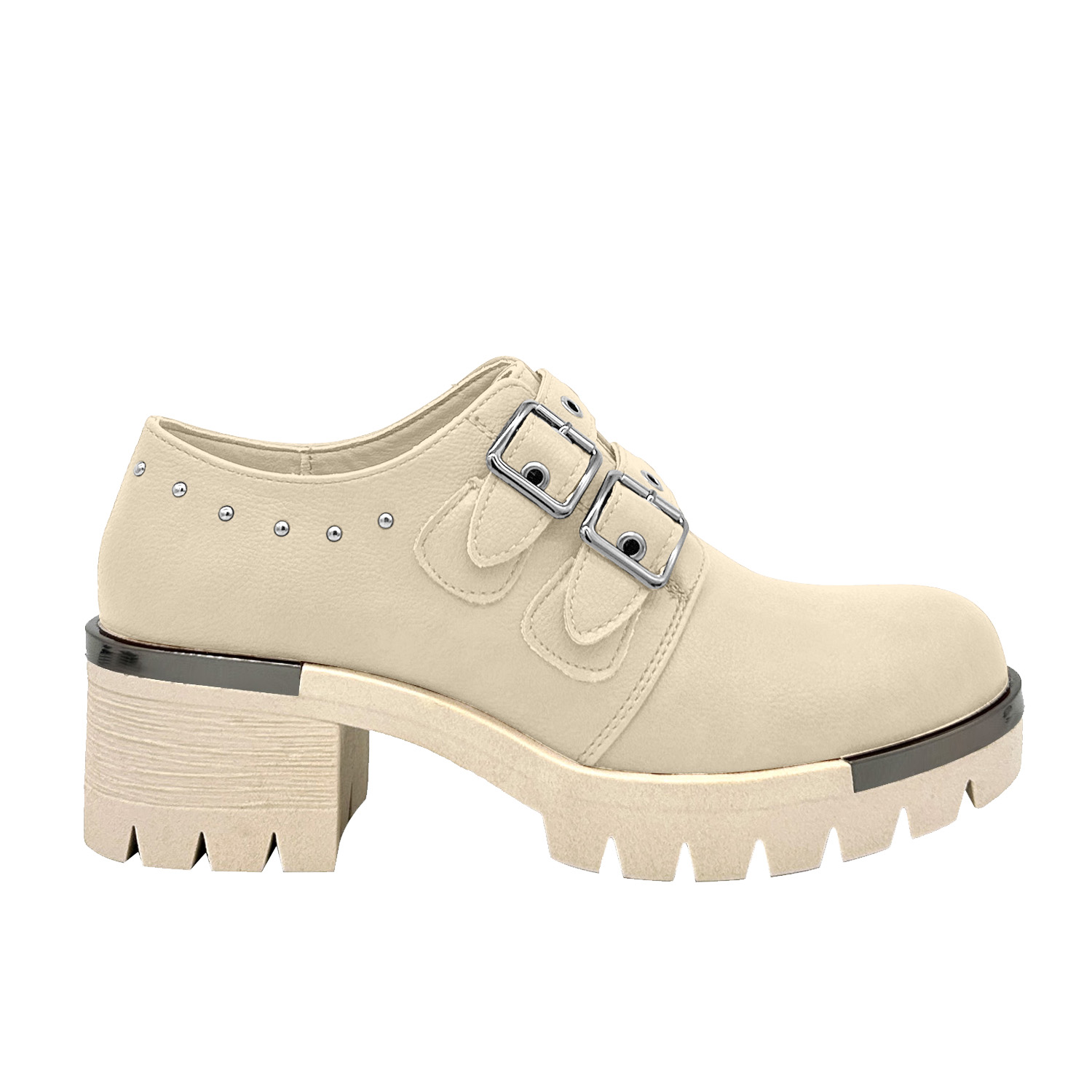BOTIN PARA MUJER COLOR BEIGE, DOBLE CORREA, BAJO EL TOBILLO DANICOLLE - 5