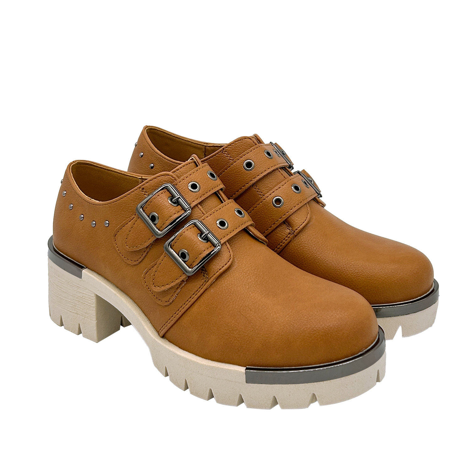 BOTIN PARA MUJER COLOR CAFE, DOBLE CORREA, BAJO EL TOBILLO DANICOLLE - 2