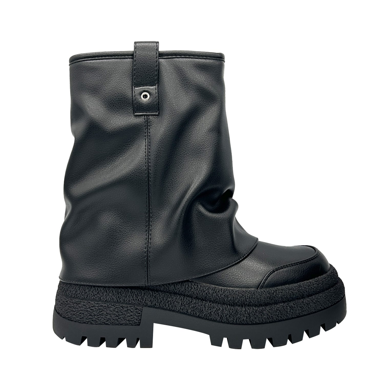 BOTIN COLOR NEGRO PARA MUJER CON PLATAFORMA ANCHA Y CAÑA FRUNCIDA DANICOLLE - 1