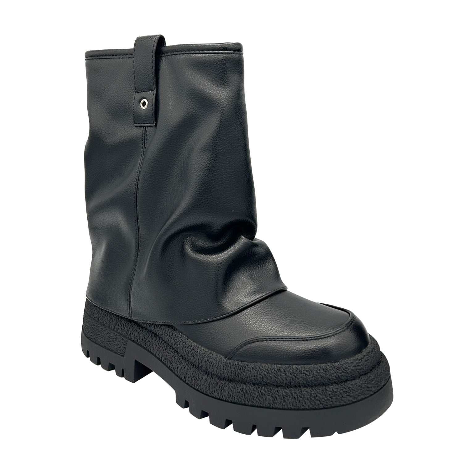 BOTIN COLOR NEGRO PARA MUJER CON PLATAFORMA ANCHA Y CAÑA FRUNCIDA DANICOLLE - 2