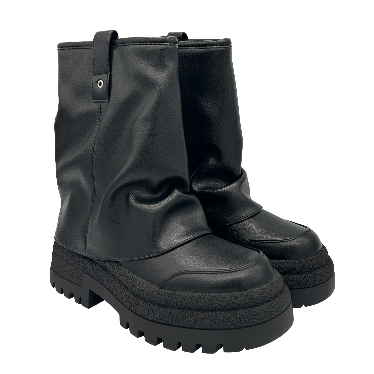 BOTIN COLOR NEGRO PARA MUJER CON PLATAFORMA ANCHA Y CAÑA FRUNCIDA DANICOLLE - 3