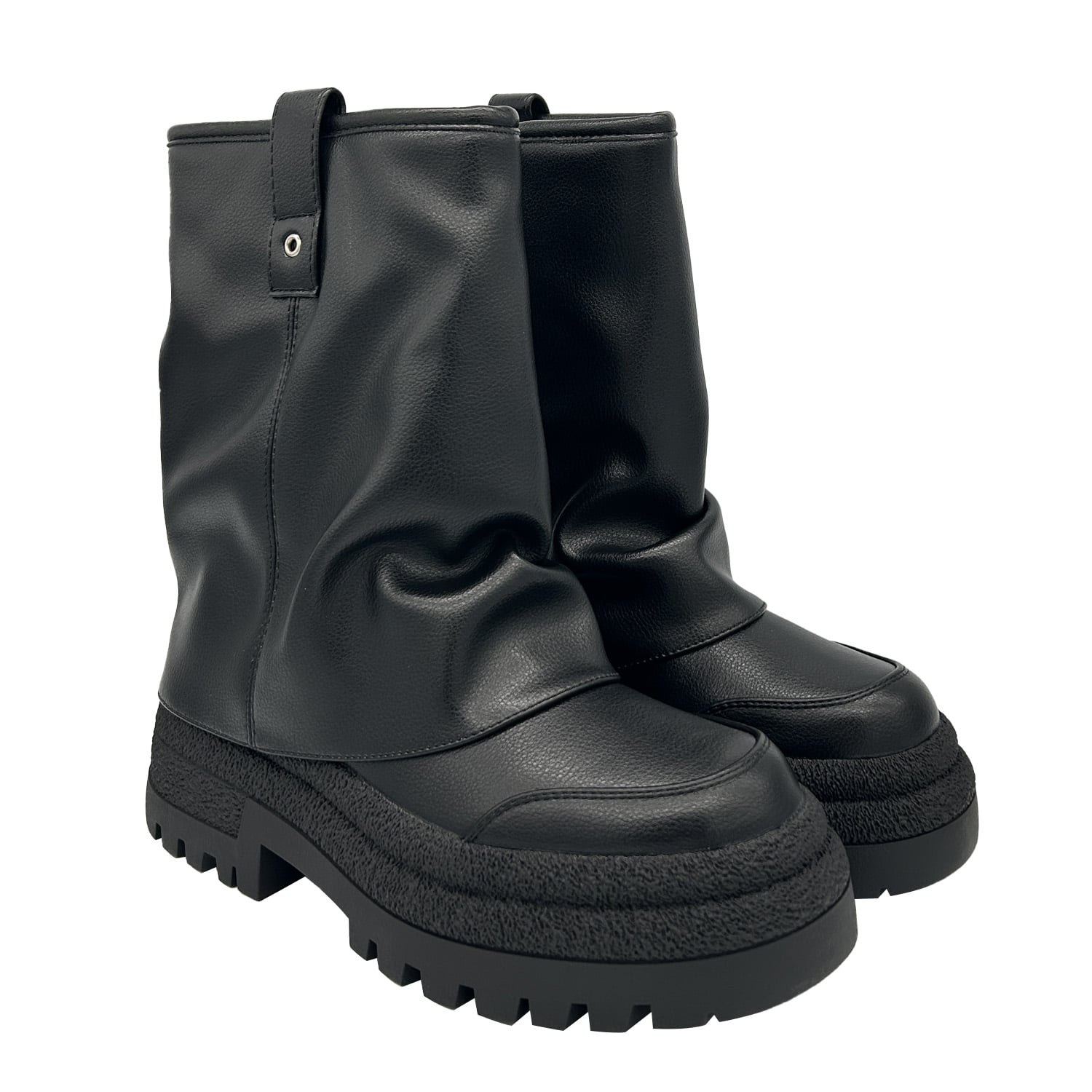 BOTIN COLOR NEGRO PARA MUJER CON PLATAFORMA ANCHA Y CAÑA FRUNCIDA DANICOLLE - 3