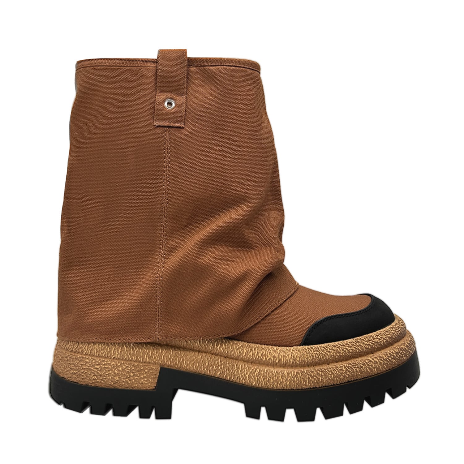 BOTIN COLOR CAMEL PARA MUJER CON PLATAFORMA ANCHA Y CAÑA FRUNCIDA DANICOLLE - 1