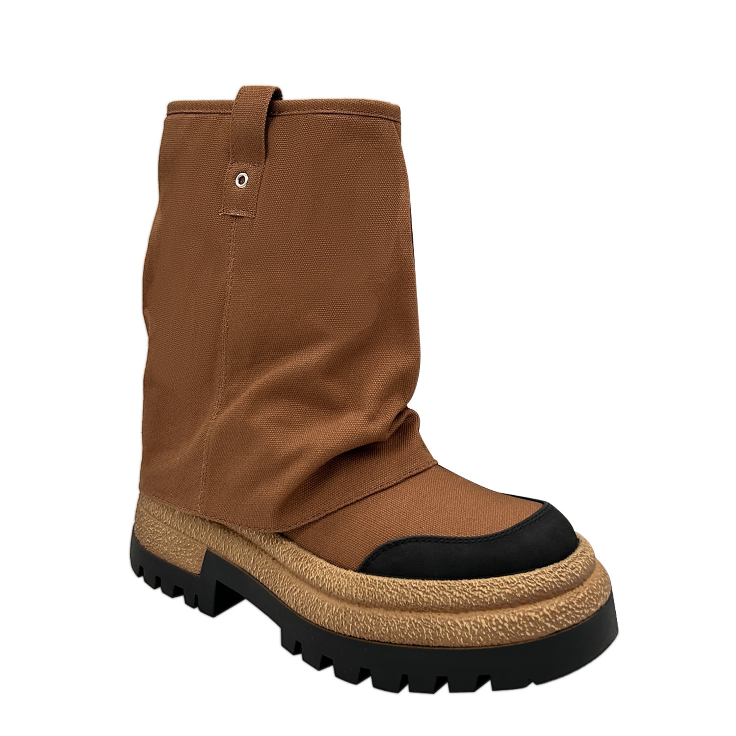 BOTIN COLOR CAMEL PARA MUJER CON PLATAFORMA ANCHA Y CAÑA FRUNCIDA DANICOLLE - 2
