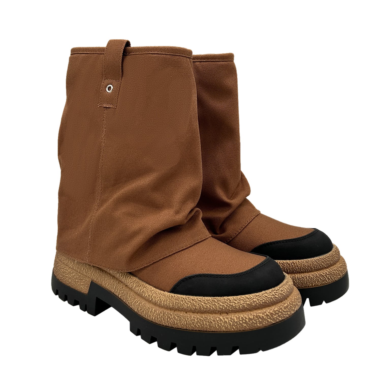 BOTIN COLOR CAMEL PARA MUJER CON PLATAFORMA ANCHA Y CAÑA FRUNCIDA DANICOLLE - 3