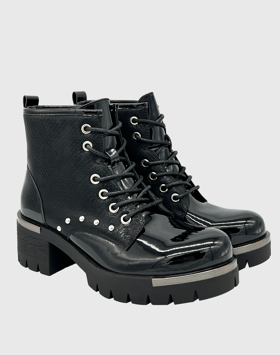 BOTIN CAÑA ALTA, PUNTA REDONDA Y CON CORDONES NEGRO DANICOLLE - 4
