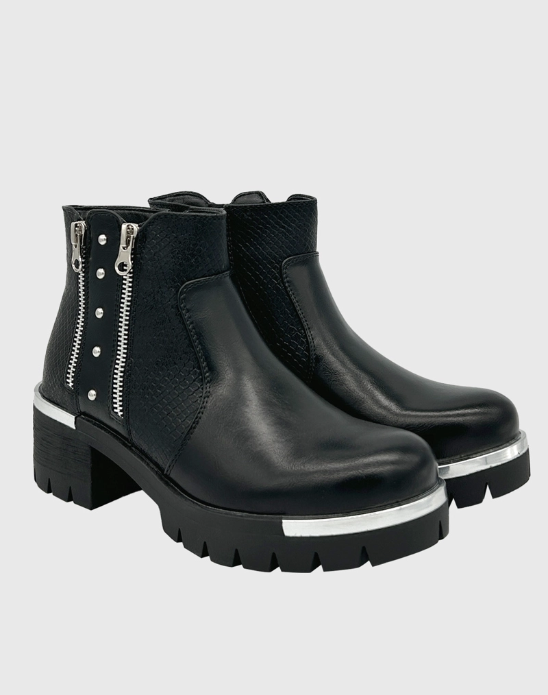 BOTIN PUNTA REDONDA, CON TACO MEDIO Y CIERRES NEGRO DANICOLLE - 1