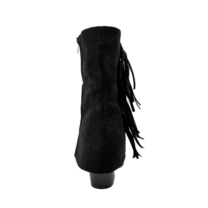 BOTIN ALTO PARA MUJER FLECOS TAPADA NEGRO - 4