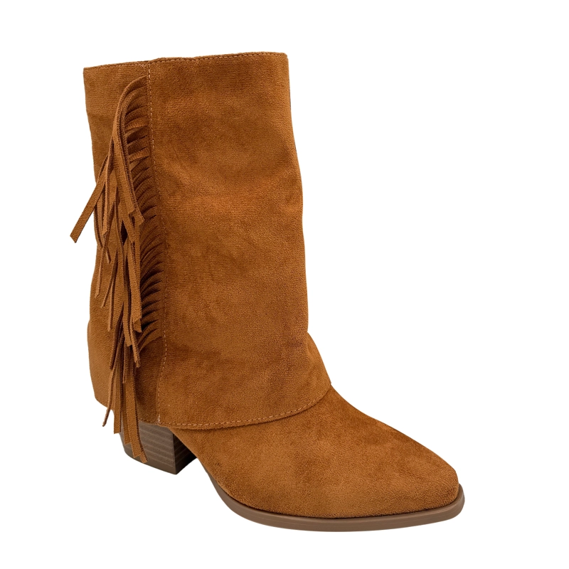 BOTIN ALTO PARA MUJER FLECOS TAPADA CAMEL - 3