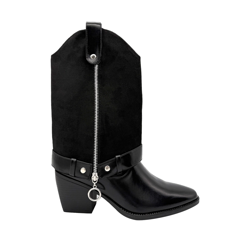 BOTA PARA MUJER POLAINA DESMONTABLE NEGRO DANICOLLE - 1