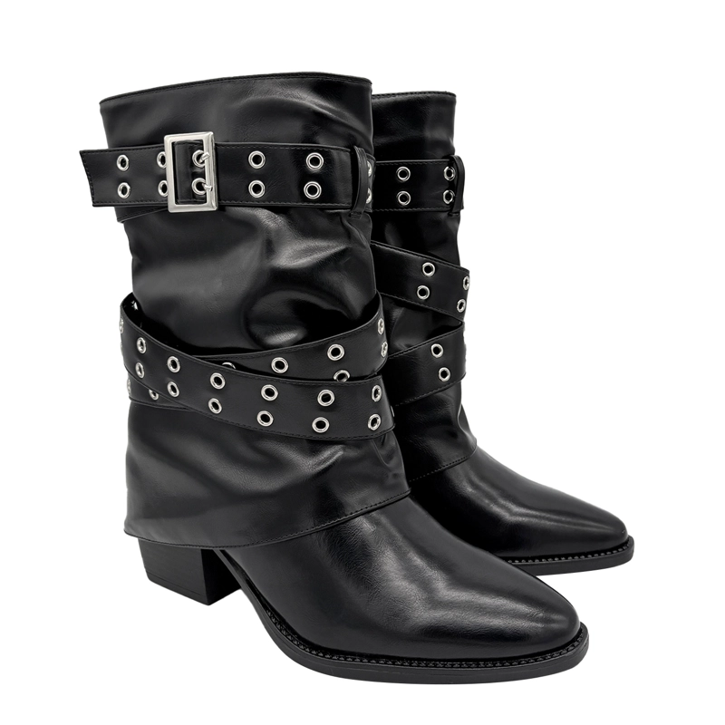 BOTA PARA MUJER SOBRECAPA NEGRA DANICOLLE - 2