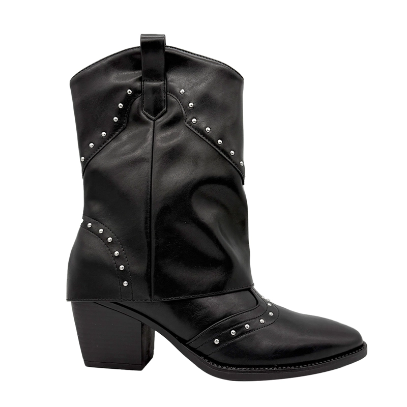 BOTA PARA MUJER SOBRECAPA LISA NEGRO DANICOLLE - 1