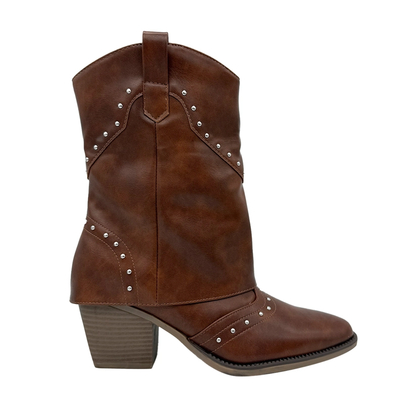 BOTA PARA MUJER SOBRECAPA LISA CAFE DANICOLLE - 1