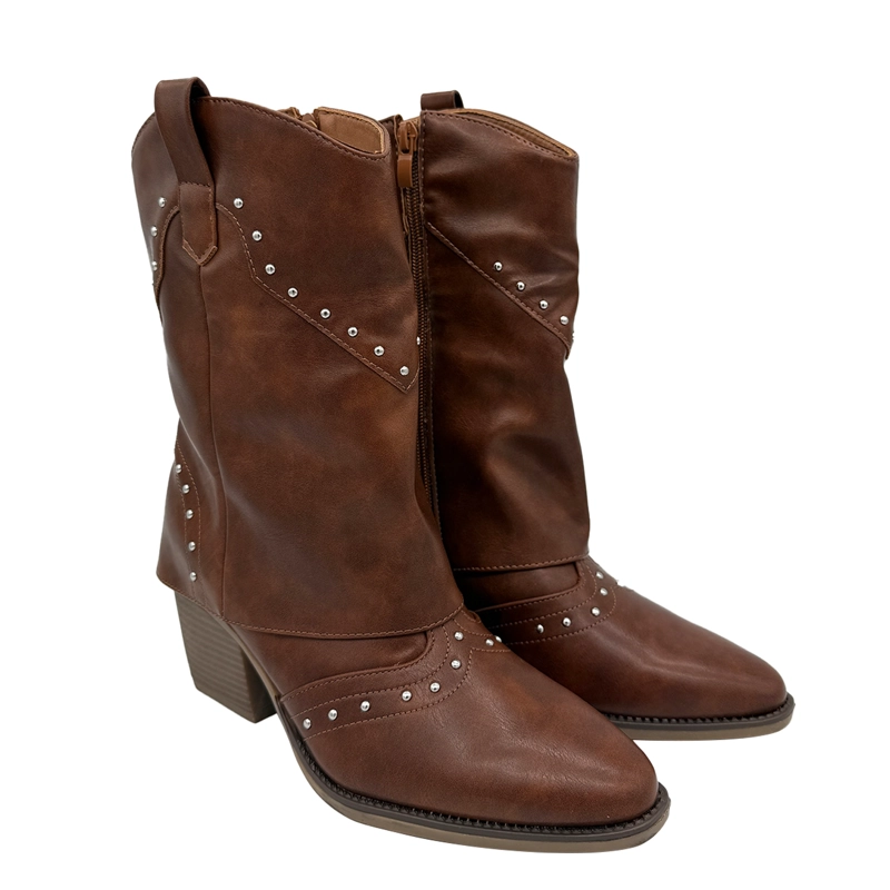 BOTA PARA MUJER SOBRECAPA LISA CAFE DANICOLLE - 2