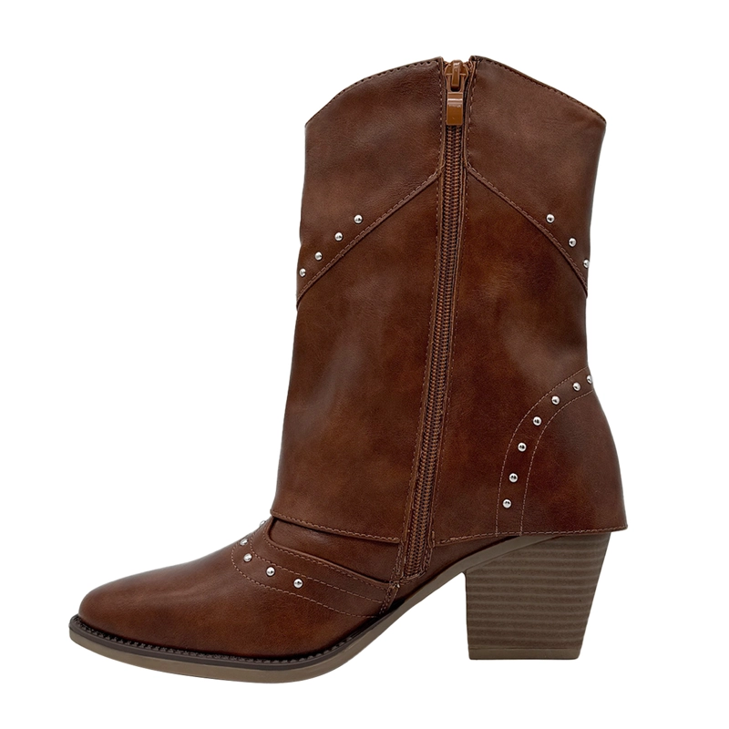 BOTA PARA MUJER SOBRECAPA LISA CAFE DANICOLLE - 3