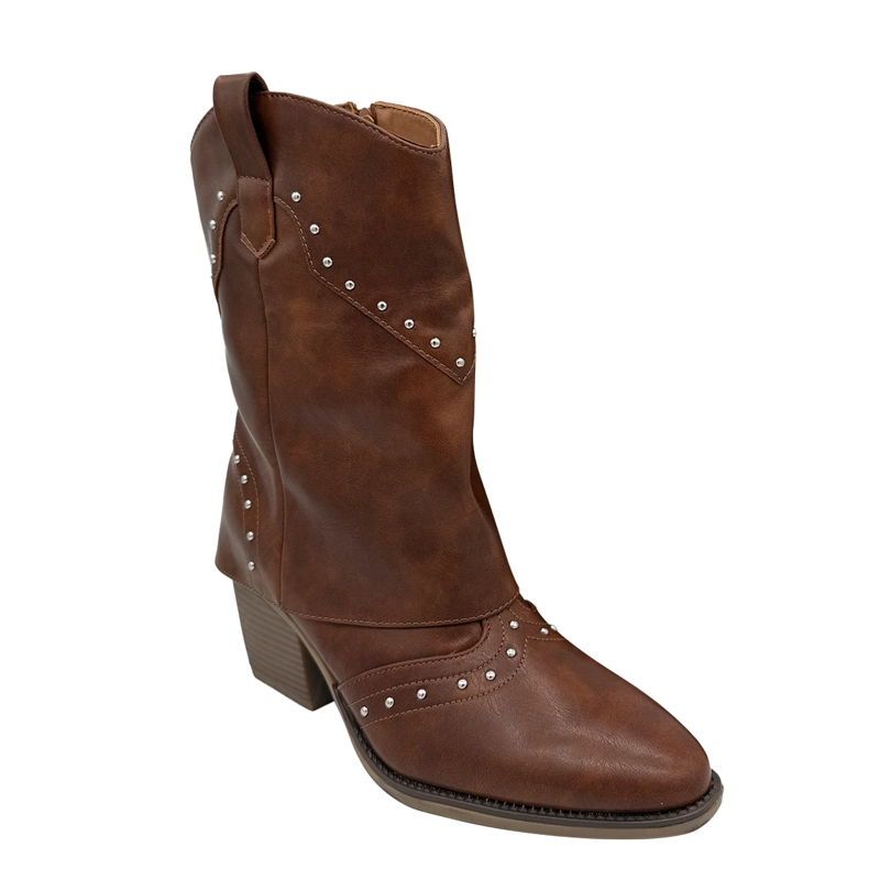 BOTA PARA MUJER SOBRECAPA LISA CAFE DANICOLLE - 5