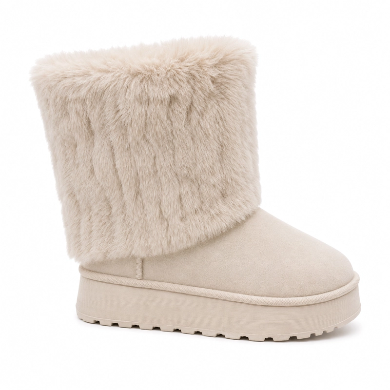 BOTA PARA MUJER AFELPADA INVIERNO CREAM DANICOLLE - 1