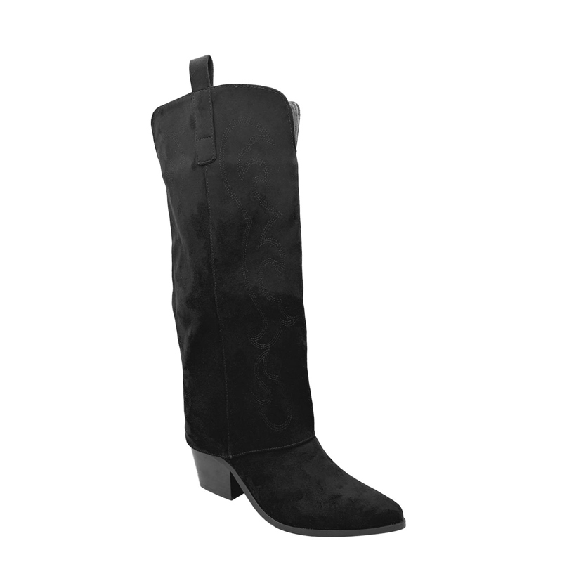 BOTA MUJER WESTERN BORDADA COLOR NEGRO - 1