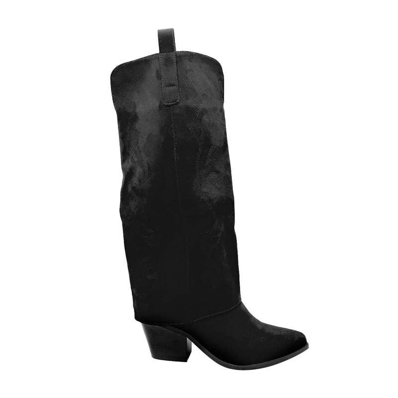 BOTA MUJER WESTERN BORDADA COLOR NEGRO - 2