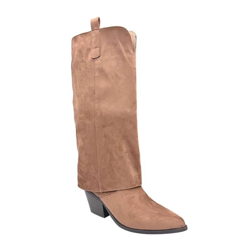 BOTA MUJER WESTERN BORDADA COLOR CAFE - 1