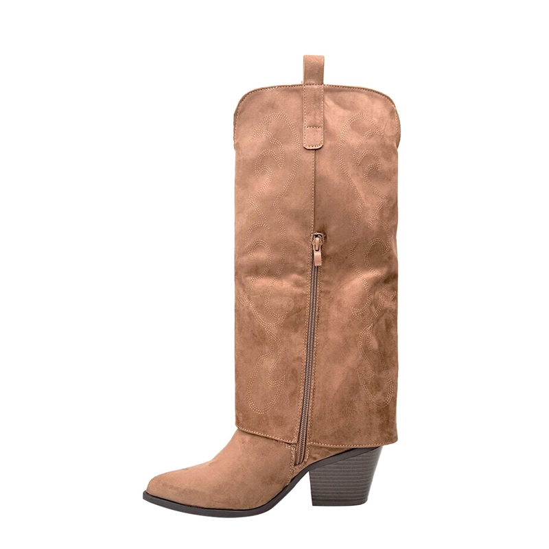 BOTA MUJER WESTERN BORDADA COLOR CAFE - 2