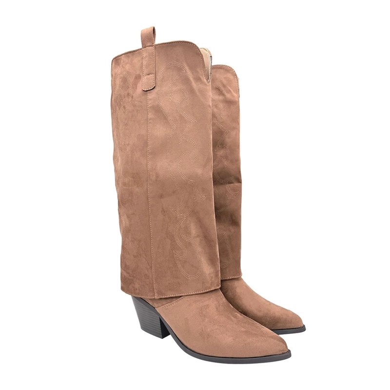 BOTA MUJER WESTERN BORDADA COLOR CAFE - 3
